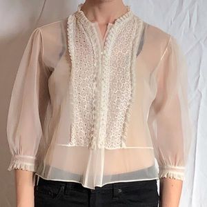 1950's Vintage Sheer Eyelet Blouse